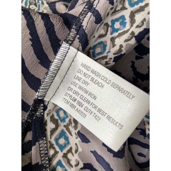 Style Exchange Silk Button Front Shirt Womens M Leopard Print Collared Short Slv - Picture 9 of 11